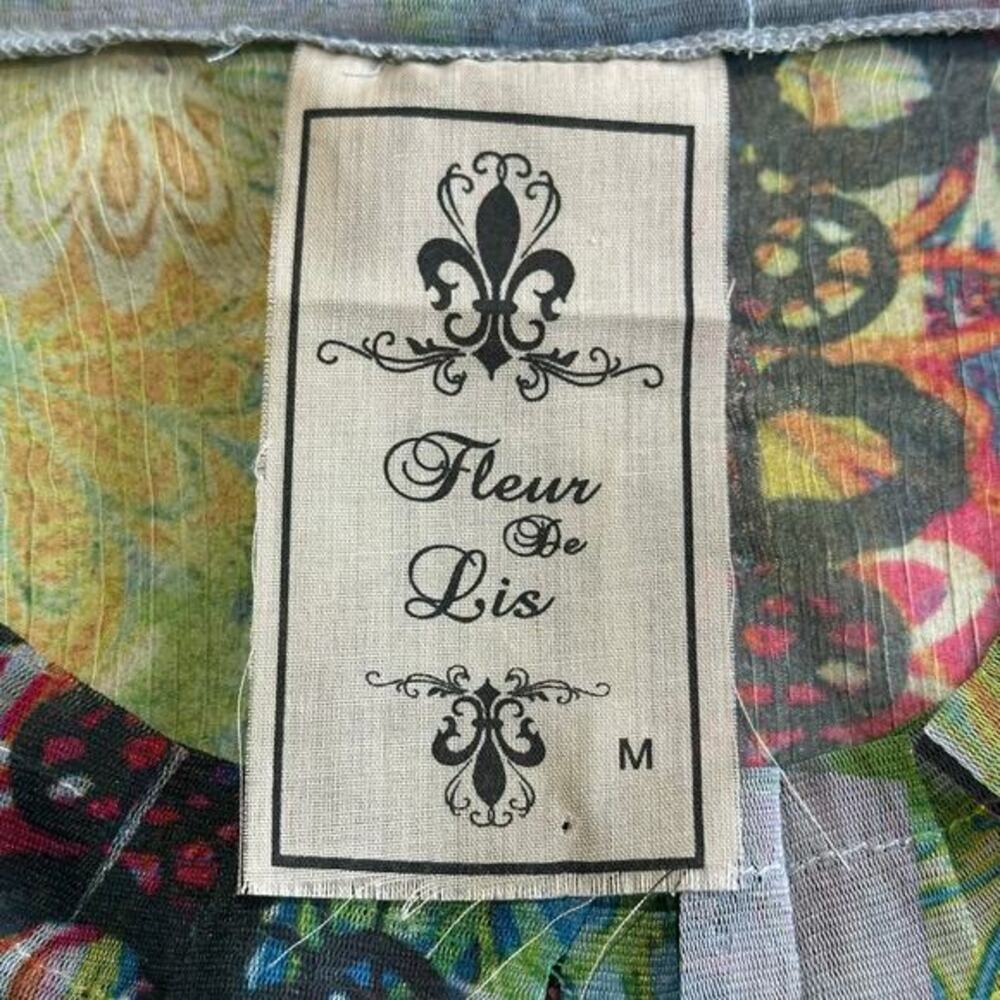 Fleur De‎ Lis Sz M Long Sheer Full Zip Abstract Jacket Top Fairy Artsy Whimsy - Picture 3 of 16